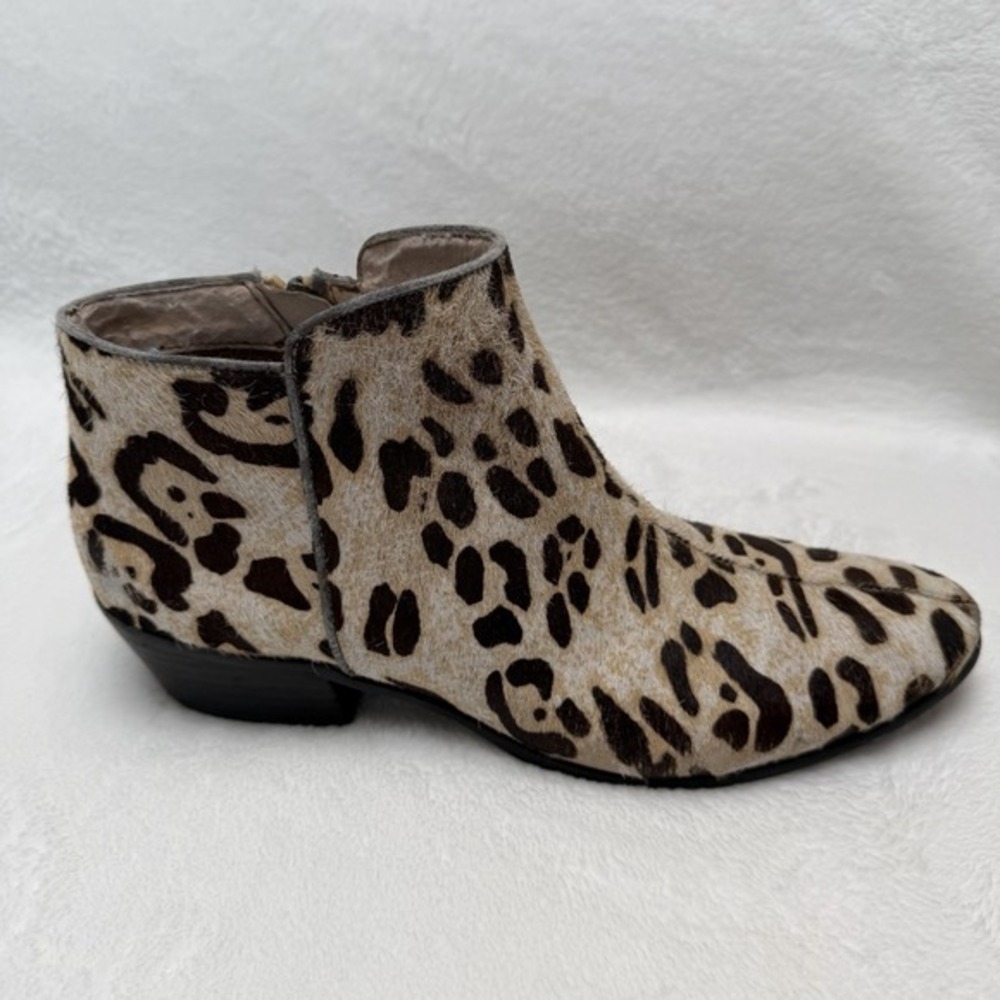 Sam Edelman Leopard Print Ankle Bootie Animal Hair Mob Wife Esthetic Glam‎ Edgy - Picture 9 of 16